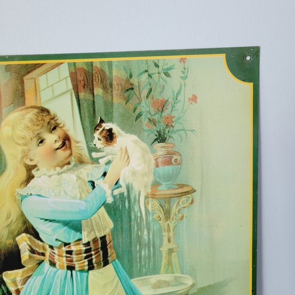 Vintage Dingman Soap Advertising Tin Sign Laundry Room Home Decor Cat Bath - Picture 5 of 10